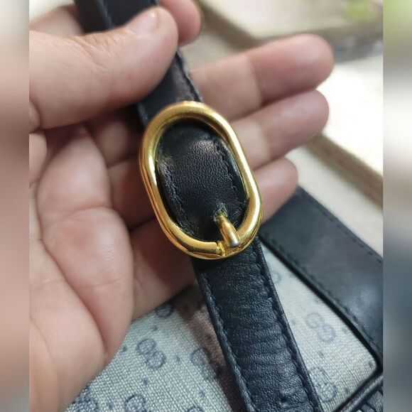 Gucci Navy Blue Canvas Supreme Micro GG Blue Trim Crossbody Bag VINTAGE - Picture 9 of 16